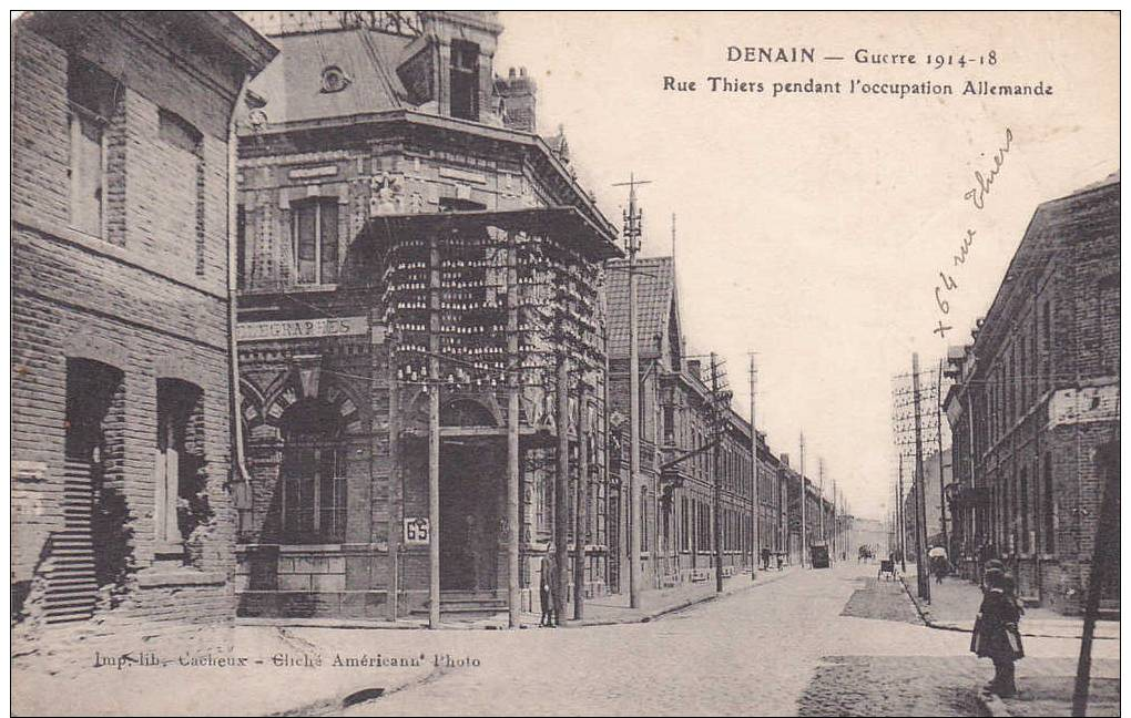 DENAIN.....RUE THIERS PENDANT L OCCUPATION ALLEMANDE.....CARTE INTERESSANTE - Denain