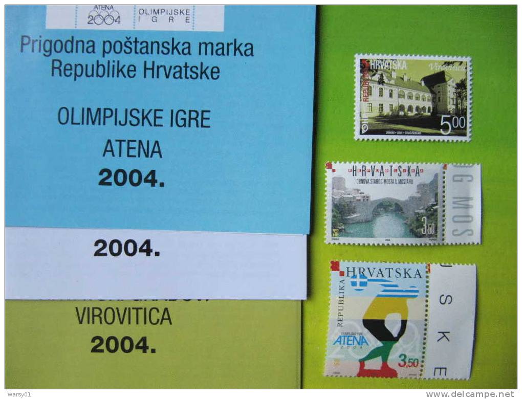 291 ATENA Croatie Hrvatska Lancer Disque Notices Faible Tirage Virovitica Chateau Castle Bridge Pond Postar - Verano 2004: Atenas