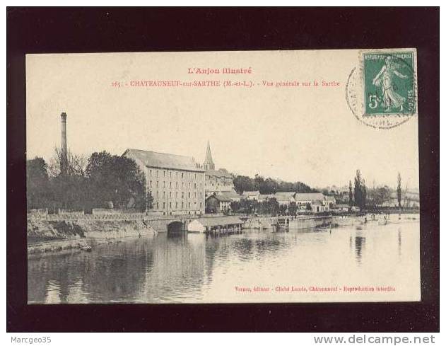 Chateauneuf Sur Sarthe Vue Générale Sur La Sarthe édit.vernez N° 265 Bateau Lavoir - Chateauneuf Sur Sarthe