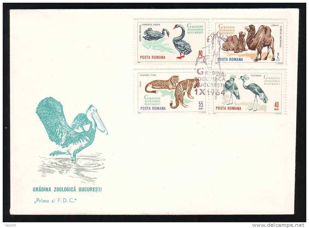 ROMANIA 1964 FDC 2X COVERS ZOO; BIRDS ANIMALS FELINS,GIRAFES,ETC. - Giraffes