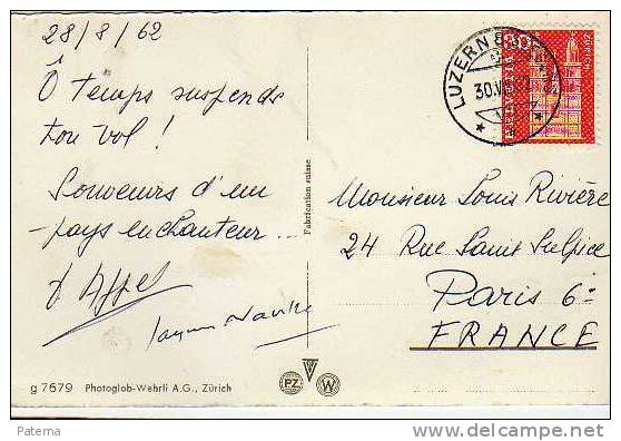 Postal,,LUZERN 1962, ( Suiza), Post Card, Postkarte, - Covers & Documents