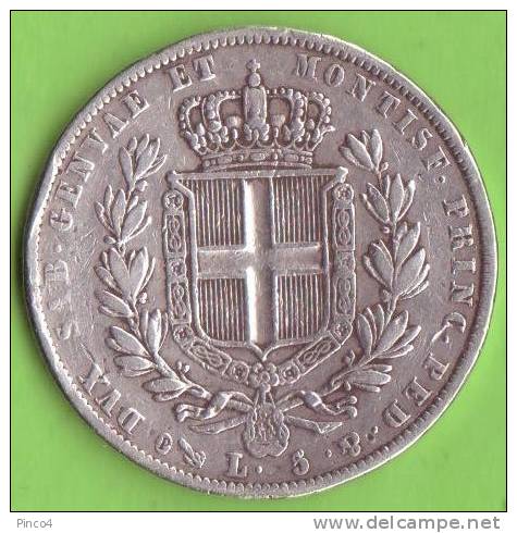 REGNO DI SARDEGNA CARLO ALBERTO  5 LIRE 1836 GENOVA - Piemonte-Sardegna, Savoia Italiana