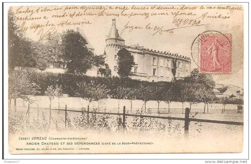 17 - JONZAC  - Lot De 2 Cartes 1 Précurseur 1904 -Ancien Château Et Ses Dépendances(Côté Sous-Préfecture)+Hôtel De Ville - Jonzac