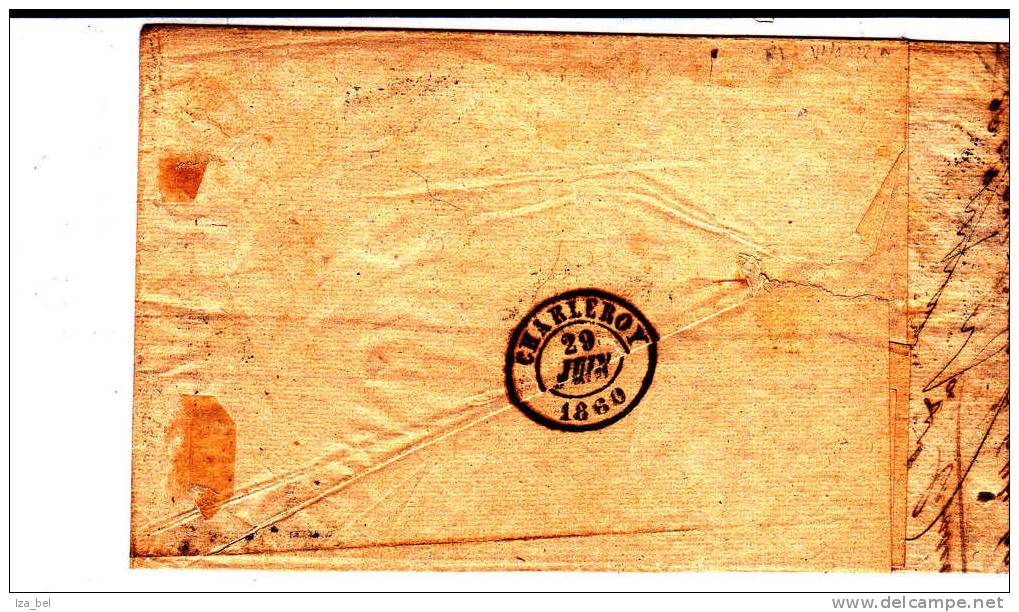 Médaillon NON DENT.SANS FILIGRANE(10A-12A) N°11A(margé) P 103/St-Ghislain(pt Cercle) 23.6.1860 S/LAC Commerc.v.Charleroi - 1849-1865 Medallions (Other)