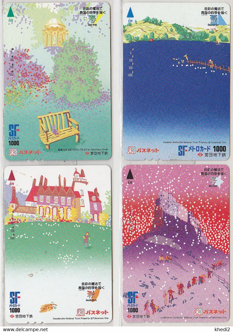 LOT 70 - Série Complète 4 Cartes Prépayées Japon / Les Quatre Saisons - Complete Set Japan Cards Seasons Jahreszeiten - Japan