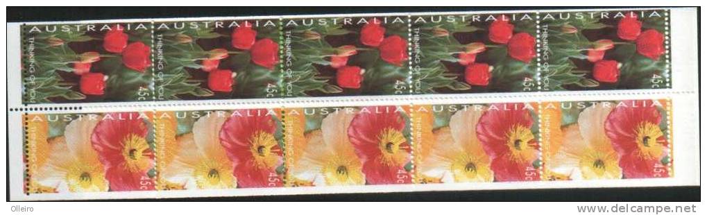 Australia Australie 1994 Booklet Carnet Libretto Fiori Flowers Tulipani "Thinking Of You" ** MNH - Mint Stamps