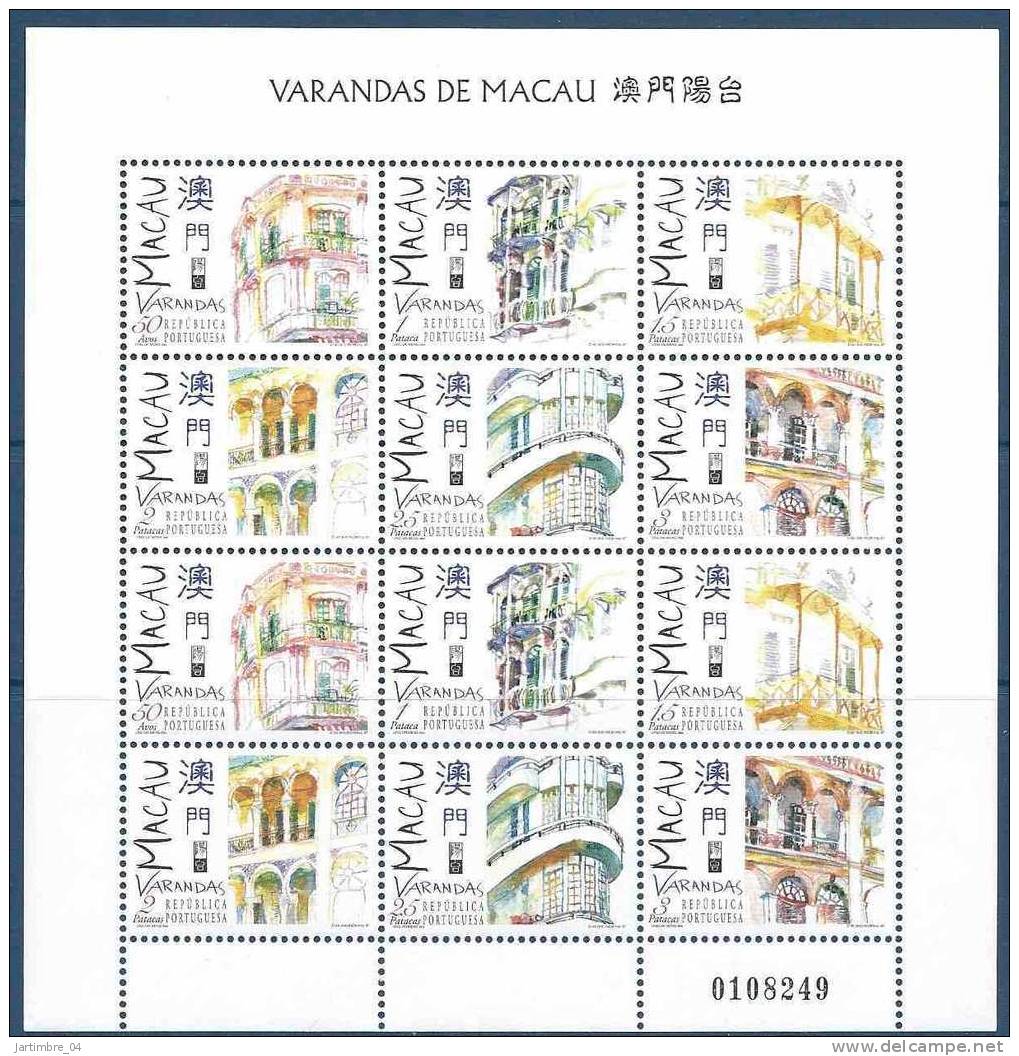 1997 MACAO 870-75** Verandas, Feuiillet - Unused Stamps