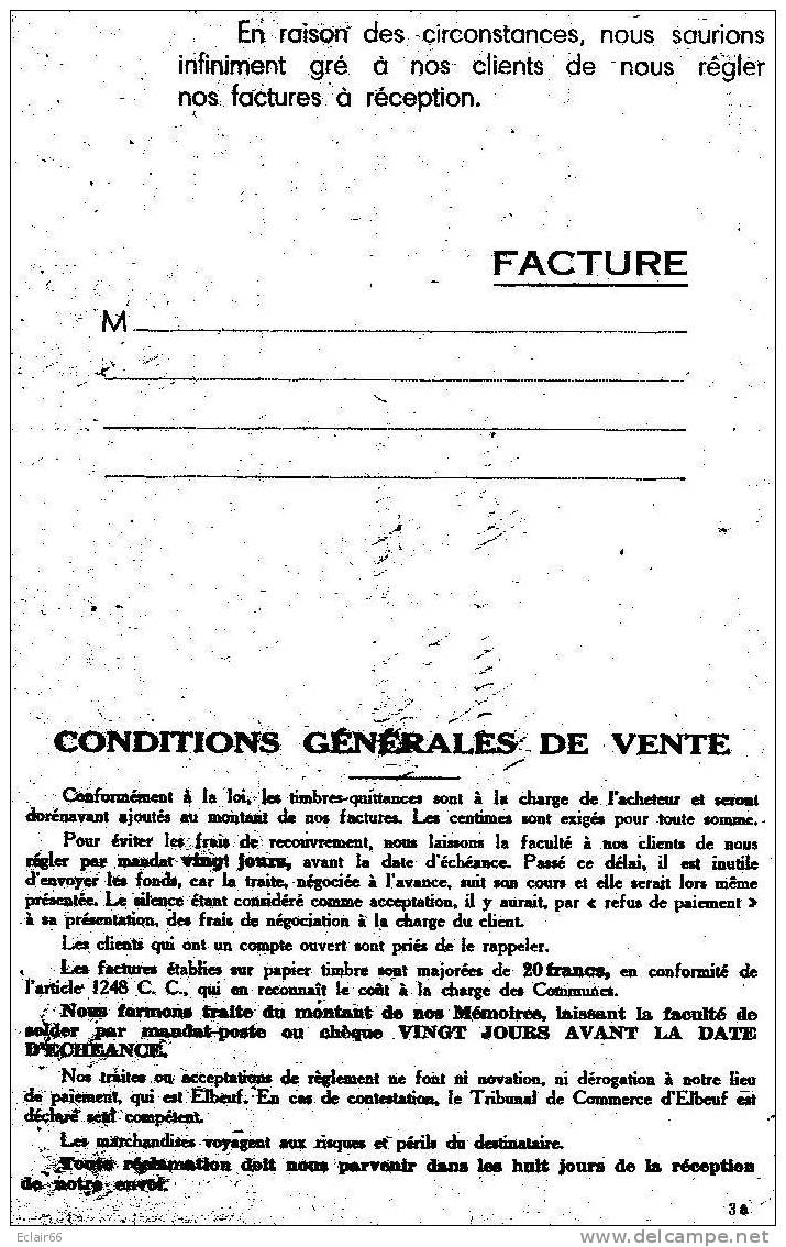 FACTURE Année 1947 IMPRIMERIE ALLAIN  ELBEUF Sur SEINE  Marchandise  Pour L'Hopital De  Villers-Bretonneux (Somme) - Druck & Papierwaren