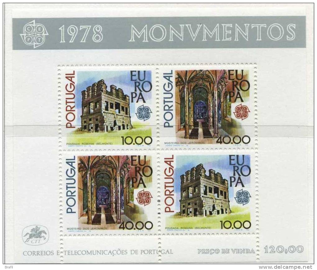 1978 Europa C.E.P.T.,  Minifoglio Portogallo, Serie Completa Nuova  (**) - 1978