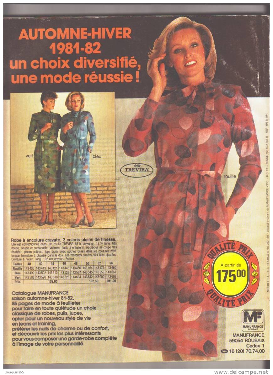 RARE - NOUVEAU CATALOGUE MANUFRANCE - AUTOMNE HIVER 1981-82  - MODE , MAISON - ROUBAIX - - Other & Unclassified