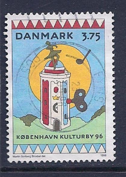 Denmark, Scott # 1041 Used Cartoon View Of Copenhagen, 1996 - Gebruikt