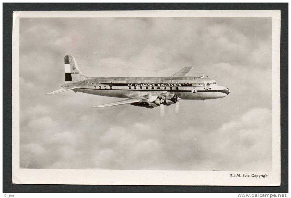 AV3) KLM DC-6 - Amsterdam KLM Cancel - 1949 - See Back Scan - Real Photo Postcard - 1946-....: Moderne