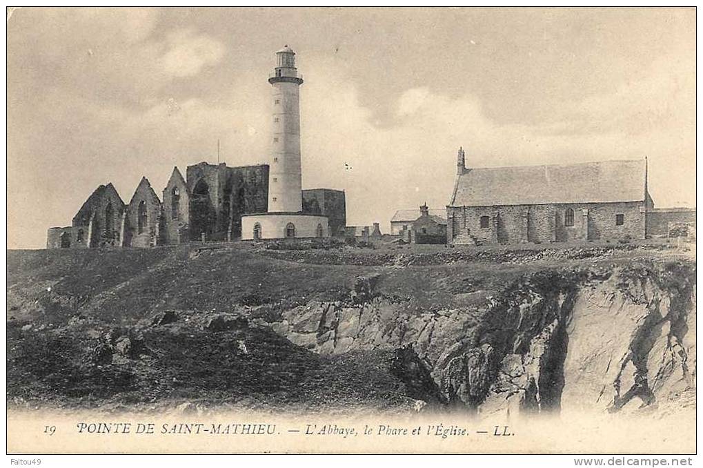 POINTE DE SAINT MATHIEU  (29)     L Abbaye  Le Phare Et L Eglise     100 - Autres & Non Classés