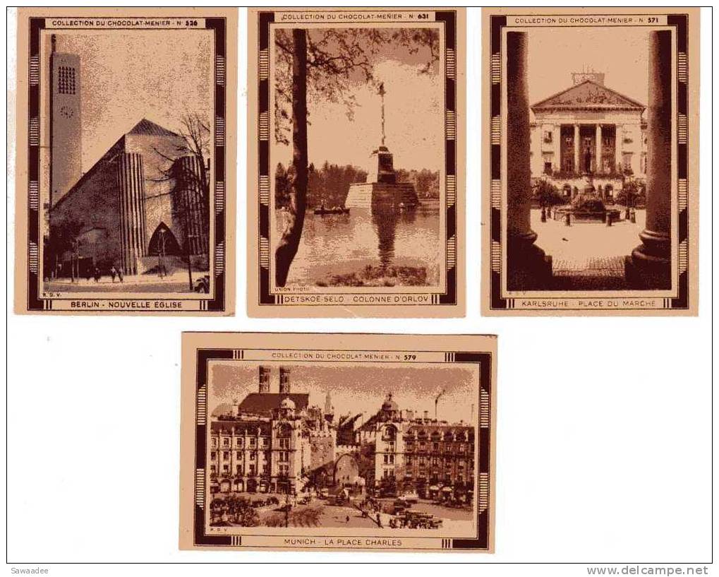 VIGNETTE - IMAGE - CHOCOLAT MENIER - MONUMENT - VILLE - LOT DE 4 - Schokolade