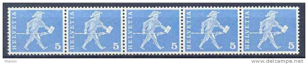 HELVETIA - Mi Nr 696x R (Fünferstreifen) - Rollenmarken Ohne Nummer - MNH** - Cote 8,50 € - Rollen