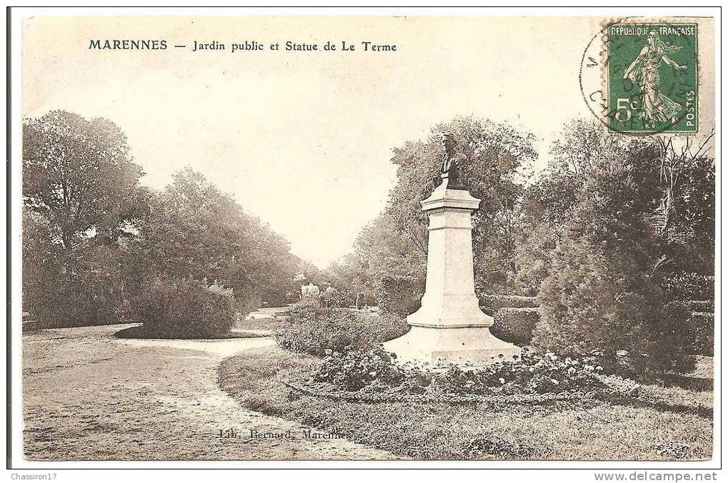 17 -  MARENNES  - Lot De 3 Cartes 1 Précurseur - Jardin Public Et Statue De Le Terme - Des élégantes - Marennes