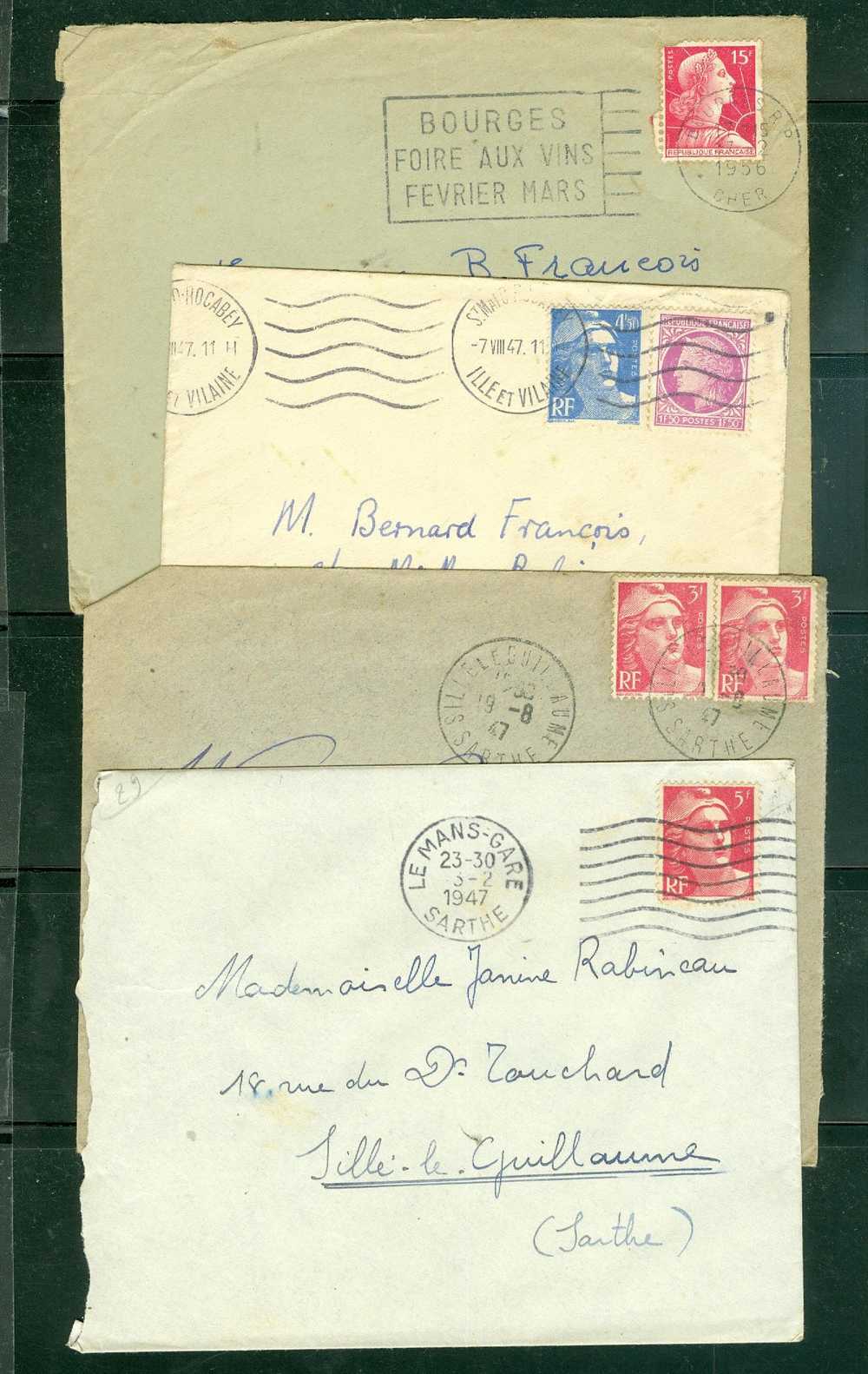 Lot De 4 Lettres Periode Gandon - LN13802 - 1945-54 Marianne (Gandon)