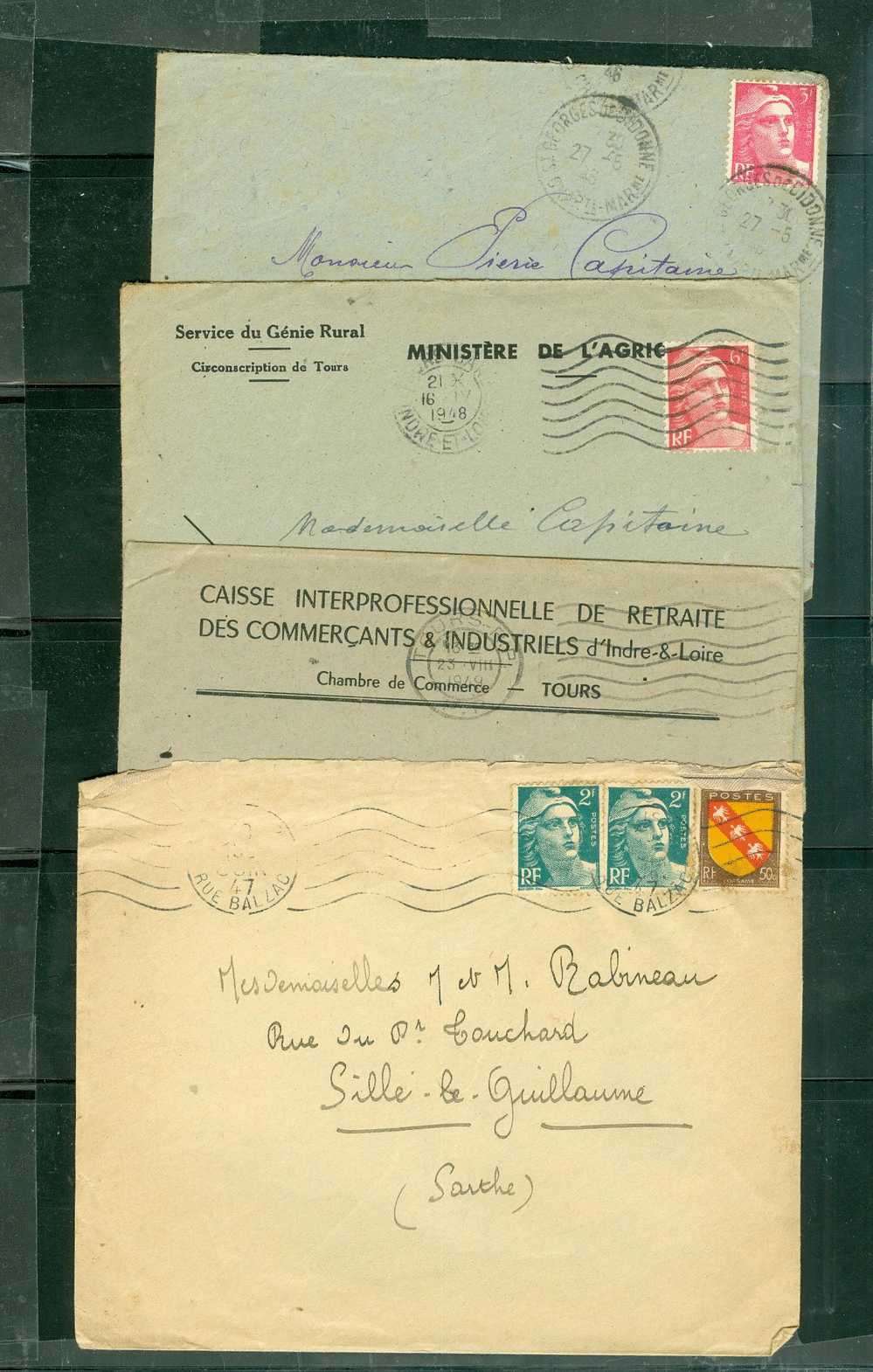 Lot De 4 Lettres Periode Gandon - LN13804 - 1945-54 Marianne (Gandon)