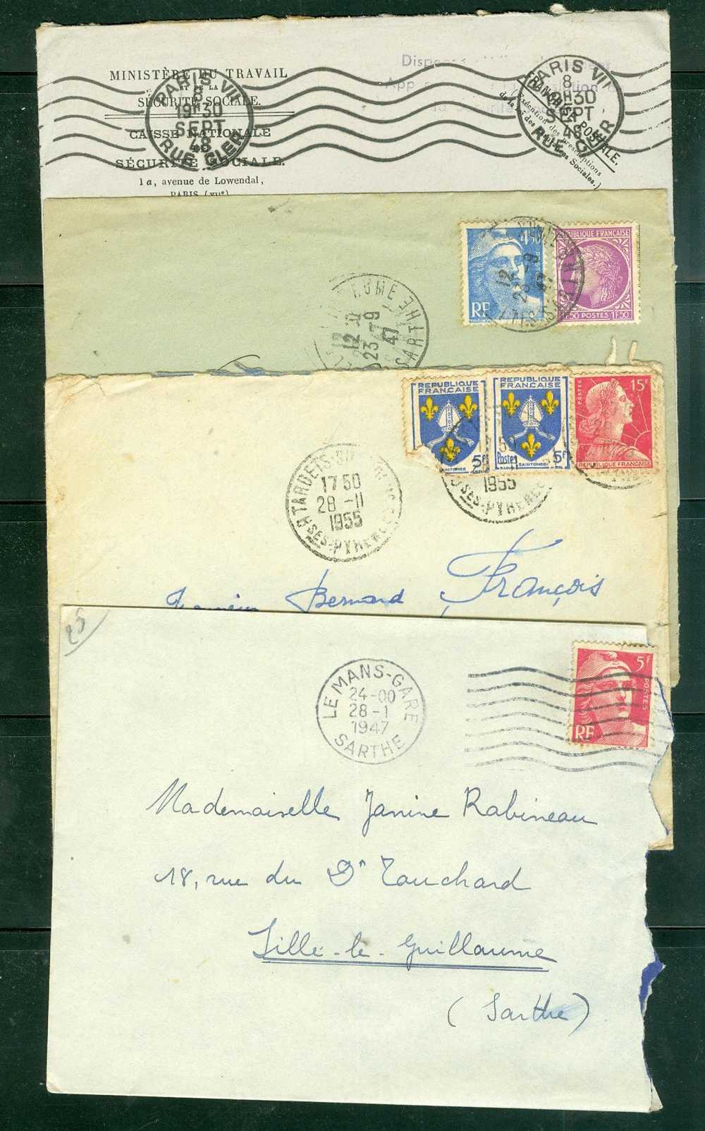 Lot De 4 Lettres Periode Gandon - LN13805 - 1945-54 Marianne (Gandon)