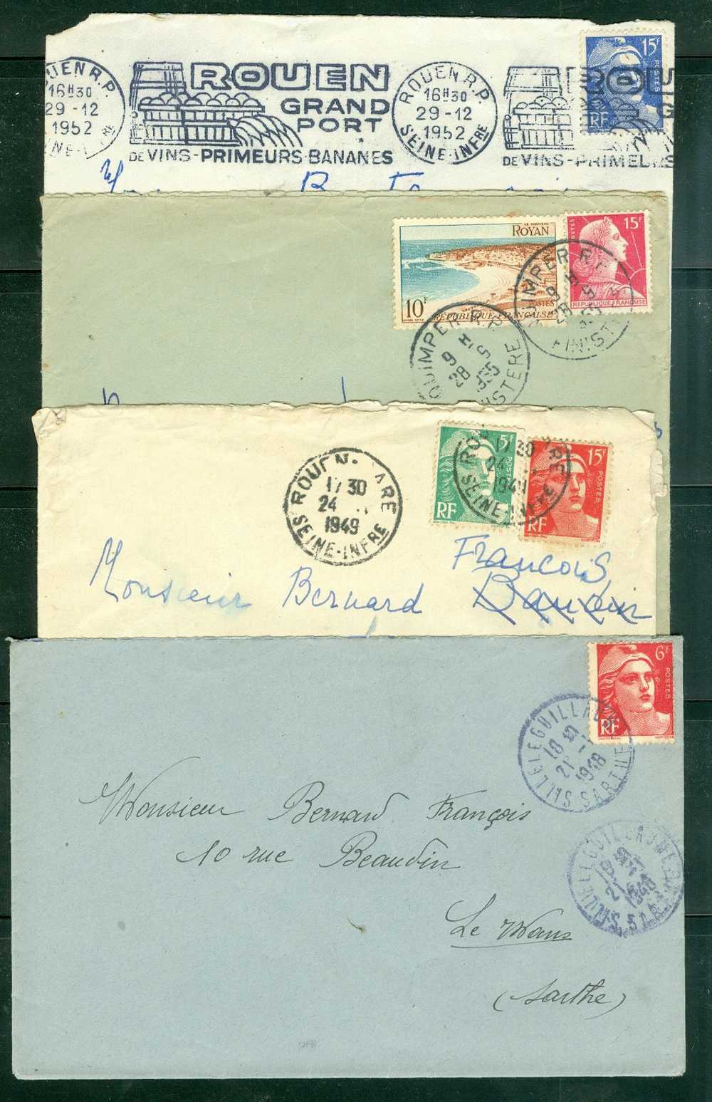 Lot De 4 Lettres Periode Gandon - LN13806 - 1945-54 Marianne (Gandon)