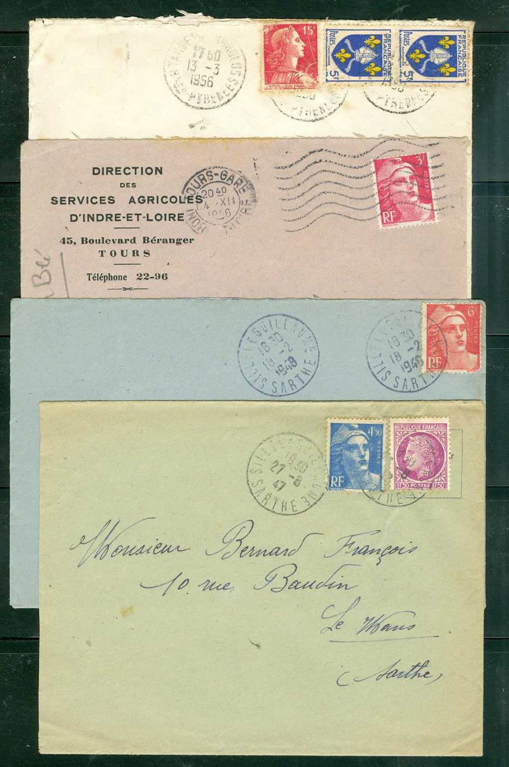 Lot De 4 Lettres Periode Gandon - LN13810 - 1945-54 Marianne De Gandon