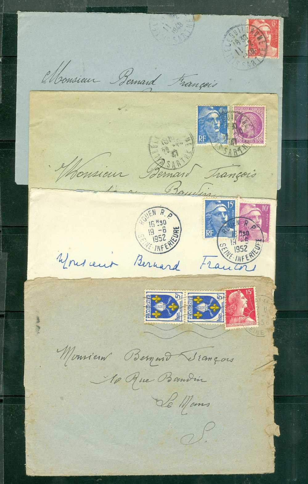 Lot De 4 Lettres Periode Gandon - LN13812 - 1945-54 Marianne (Gandon)