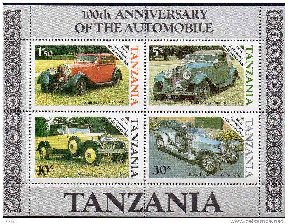 Historische Autos 1986 Tansania Block 53 ** 7€ Rolls-Royce Blocchi Bf Auto M/s Oldtimer Bloc Transport Sheet Of Tanzania - Tanzania (1964-...)