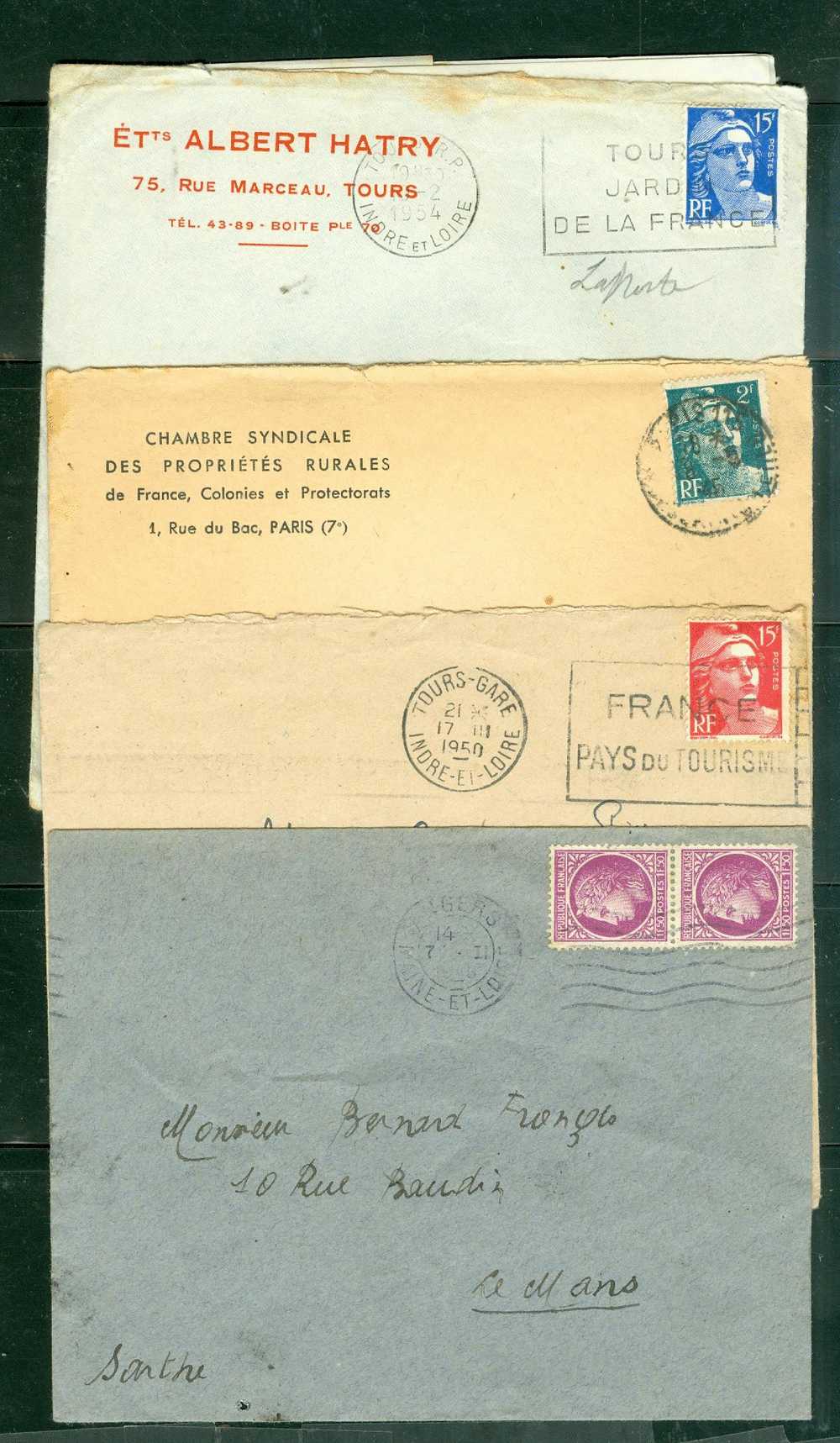 Lot De 4 Lettres Periode Gandon - Ln13902 - 1945-54 Marianne (Gandon)