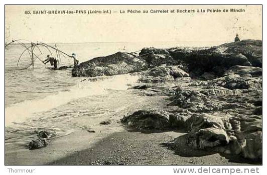 44  -  SAINT-BREVIN-LES-PINS - La Pêche Au Carrelet Et Rochers à La Pointe De Mindin  -1934  -   BELLE  CARTE  ANIMEE - - Saint-Brevin-les-Pins