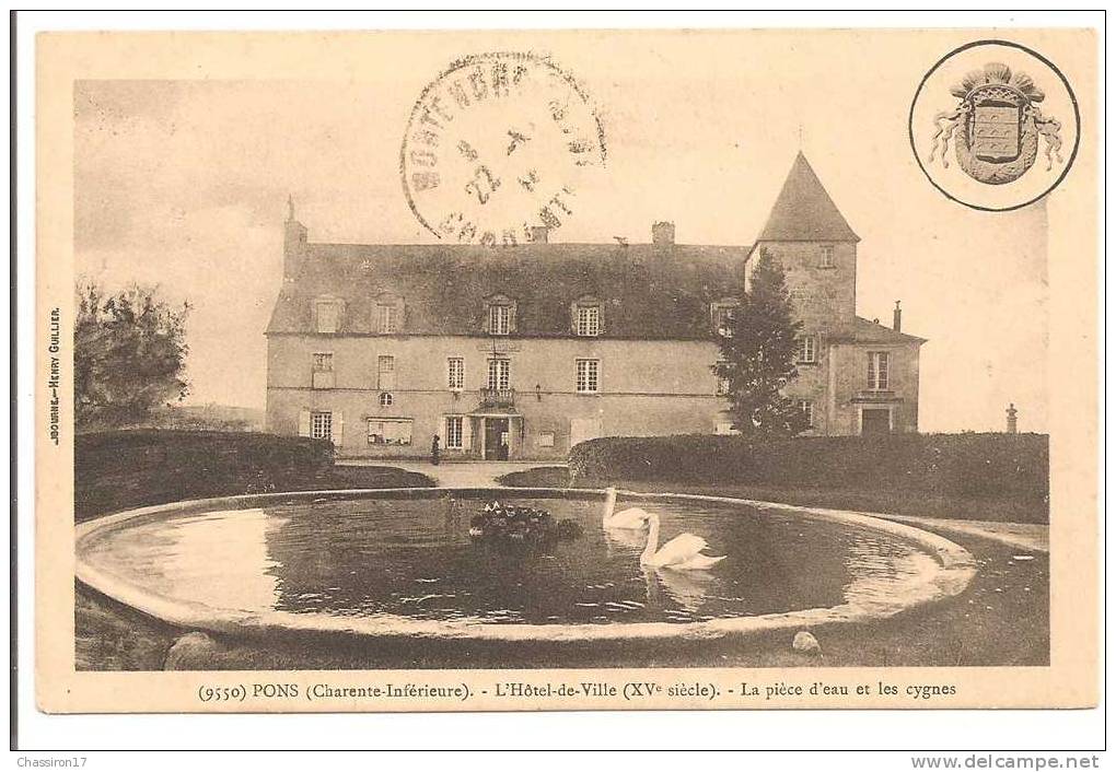 17 - PONS -lot De 4 Cartes 1précurseur 1904-  L´Hôtel-de-Ville (XVe Siècle)-Donjon-Château- Blason De La Ville à Droite - Pons