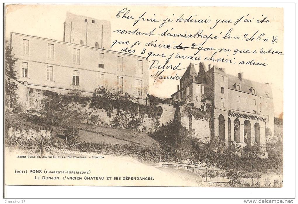 17 - PONS -lot De 4 Cartes 1précurseur 1904-  L´Hôtel-de-Ville (XVe Siècle)-Donjon-Château- Blason De La Ville à Droite - Pons