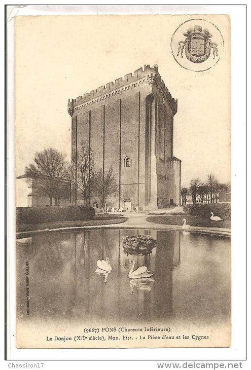 17 - PONS -lot De 4 Cartes 1précurseur 1904-  L´Hôtel-de-Ville (XVe Siècle)-Donjon-Château- Blason De La Ville à Droite - Pons