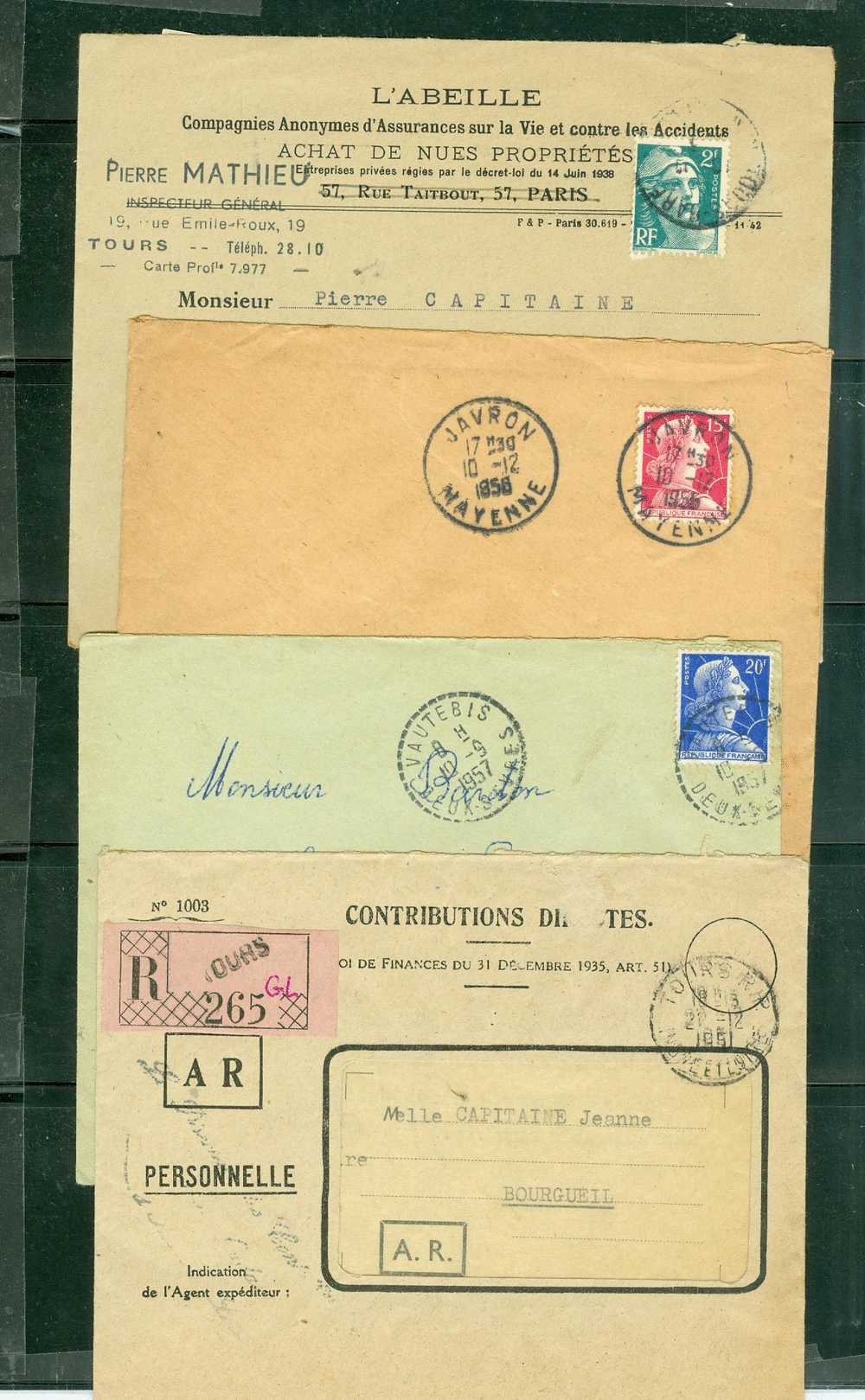 Lot De 4 Lettres Periode Gandon - LM13006 - 1945-54 Marianna Di Gandon
