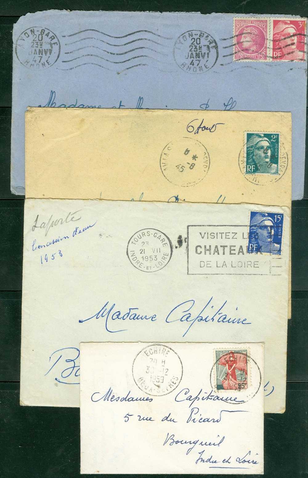 Lot De 4 Lettres Periode Gandon - LM13007 - 1945-54 Marianne (Gandon)