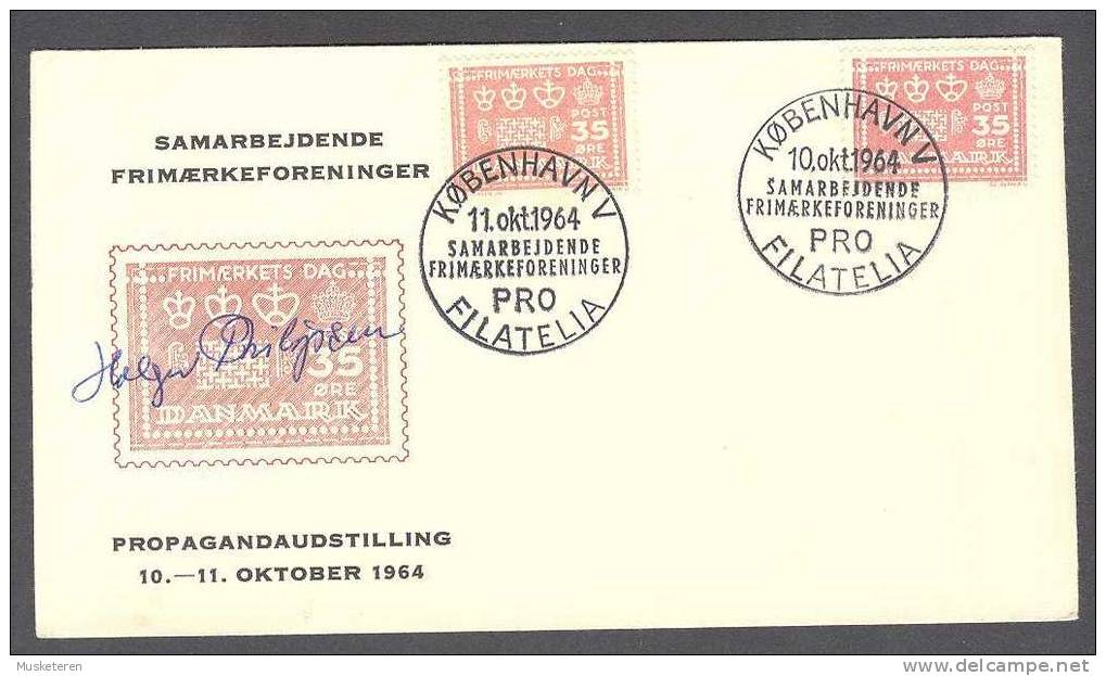 Denmark Day Of Stamp Tag Der Briefmarke Jour De Timbre Propaganda Exhibition Cover 1964 Holger Philipsen Signiture !! - Covers & Documents