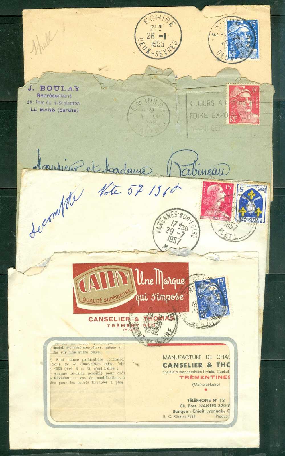 Lot De 4 Lettres Periode Gandon - Lm13107 - 1945-54 Marianne (Gandon)