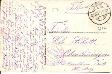 Fs347/ Morchingen I. Lothr. (Mörchingen) Feldpost 1917 - Lorraine