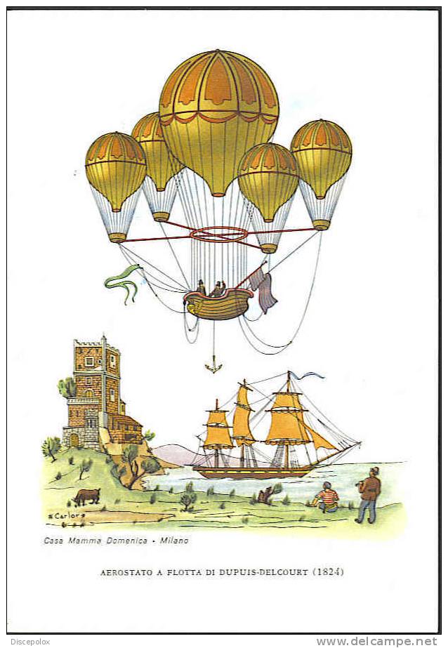 A1753 Aerostato A Flotta Di Dupuisì-Delcourt ( 1824 ) - Illustrazione - Casa Mamma Domenica, Milano - Ballon - Balloon - Balloons