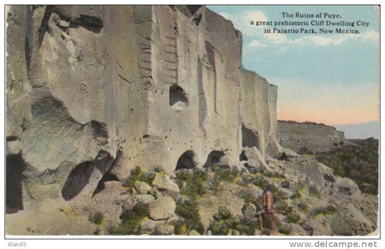 Puye Ruins Cliff Dwellings, Pajarito Park New Mexico, On 1910s Vintage Postcard - Sonstige & Ohne Zuordnung