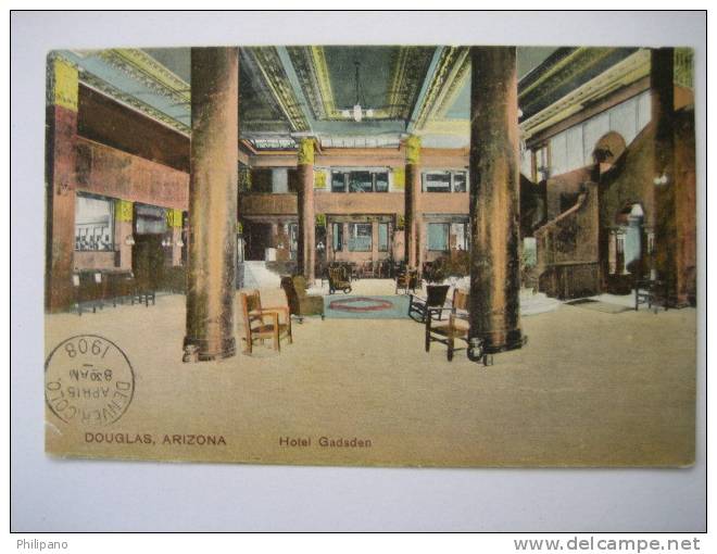 Douglas Az    Interior Hotel Gadsden   1908 Cancel - Otros & Sin Clasificación