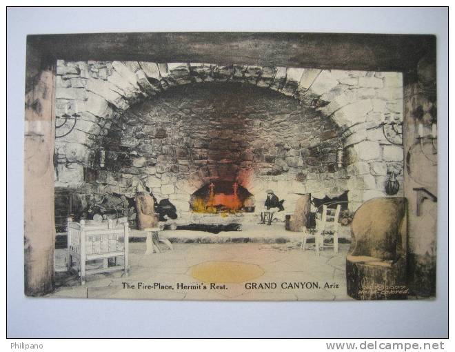 Grand Canyon Az  The Fire Place Hermit's Rest    Hand Colored - Gran Cañon