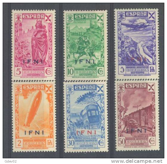 IFBE7-L2597TTA.Spanish Morocco.Maroc Espagnol .Marruecos.IFNI ESPAÑOL 1943 (Ed 7/12**) Sin Charnela.LUJO - Aviones