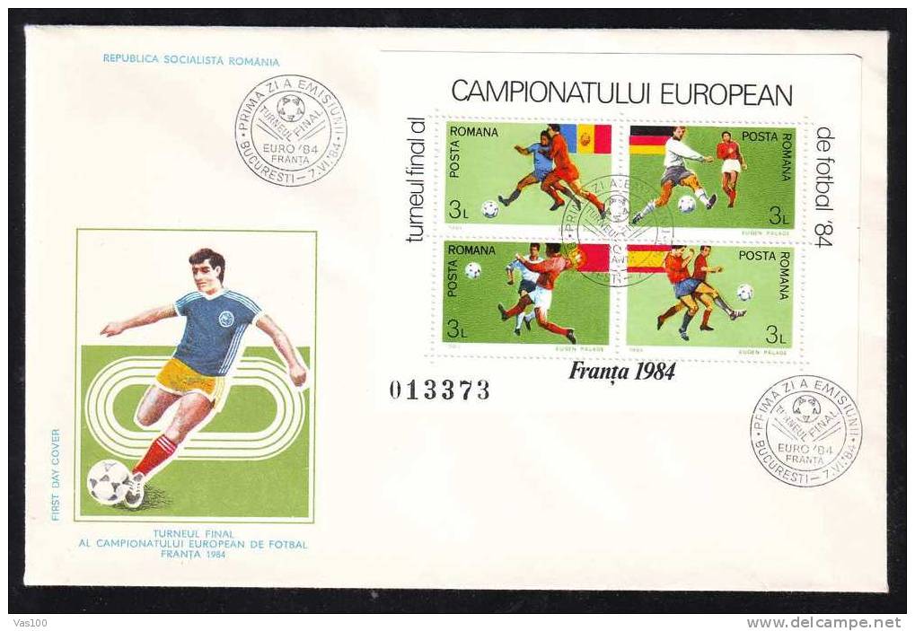 Romania  Cover FDC  EUROPEAN Campionship FOOTBALL ,SOCER  FRANCE  1984 . - FDC