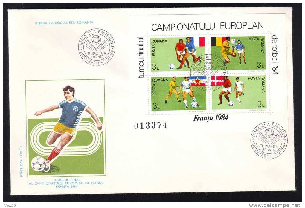 Romania  Cover FDC  EUROPEAN Campionship FOOTBALL ,SOCER  FRANCE  1984 . - FDC