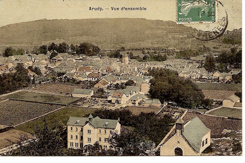 -64- ARUDY Vue Générale éd  RARE  Carte Papier Toilé  1909 TTBE - Arudy