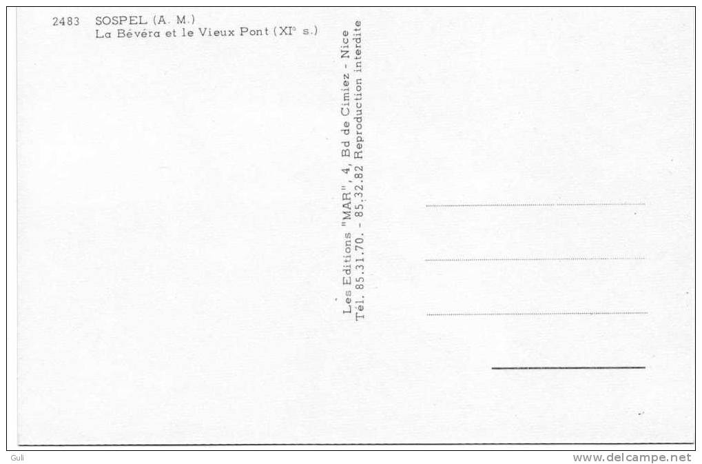 SOSPEL - 06 Alpes Maritimes  - La Bévéra Et Le Vieux Pont * PRIX FIXE - Sospel