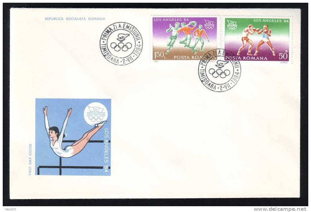 Romania 1984 FDC Olimpyc Games Los Angeles  With  Rowing Full Set 3 Covers. - Canoa