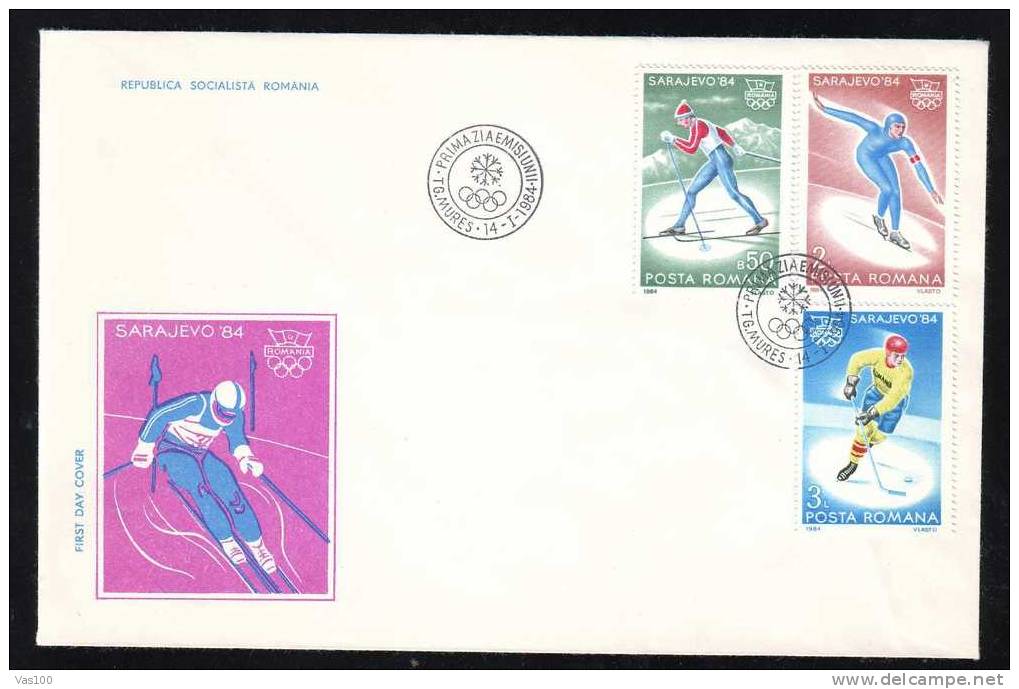 Romania 1984 FDC Olimpyc Games HIVER SARAJEVO   Full Set 3 Covers. - Hiver 1984: Sarajevo