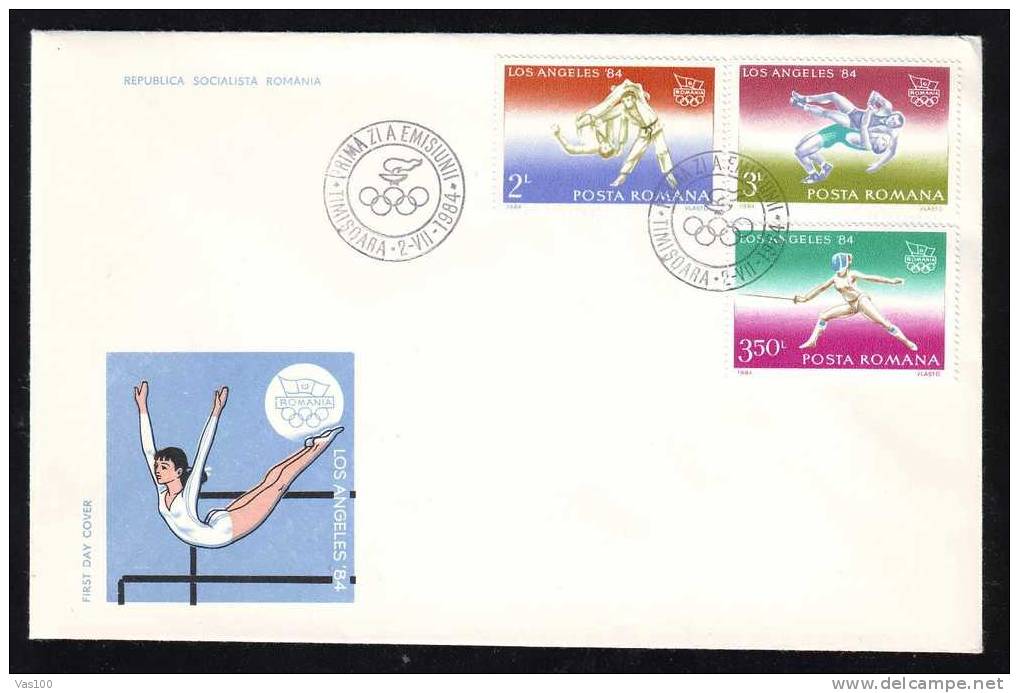 Romania 1984 FDC Olimpyc Games Los Angeles  With  Rowing Full Set 3 Covers. - Summer 1984: Los Angeles