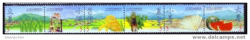 2000 Weather Stamps- Summer Season Watermelon Grain Seedling Waterwheel Cicada Insect - Climate & Meteorology
